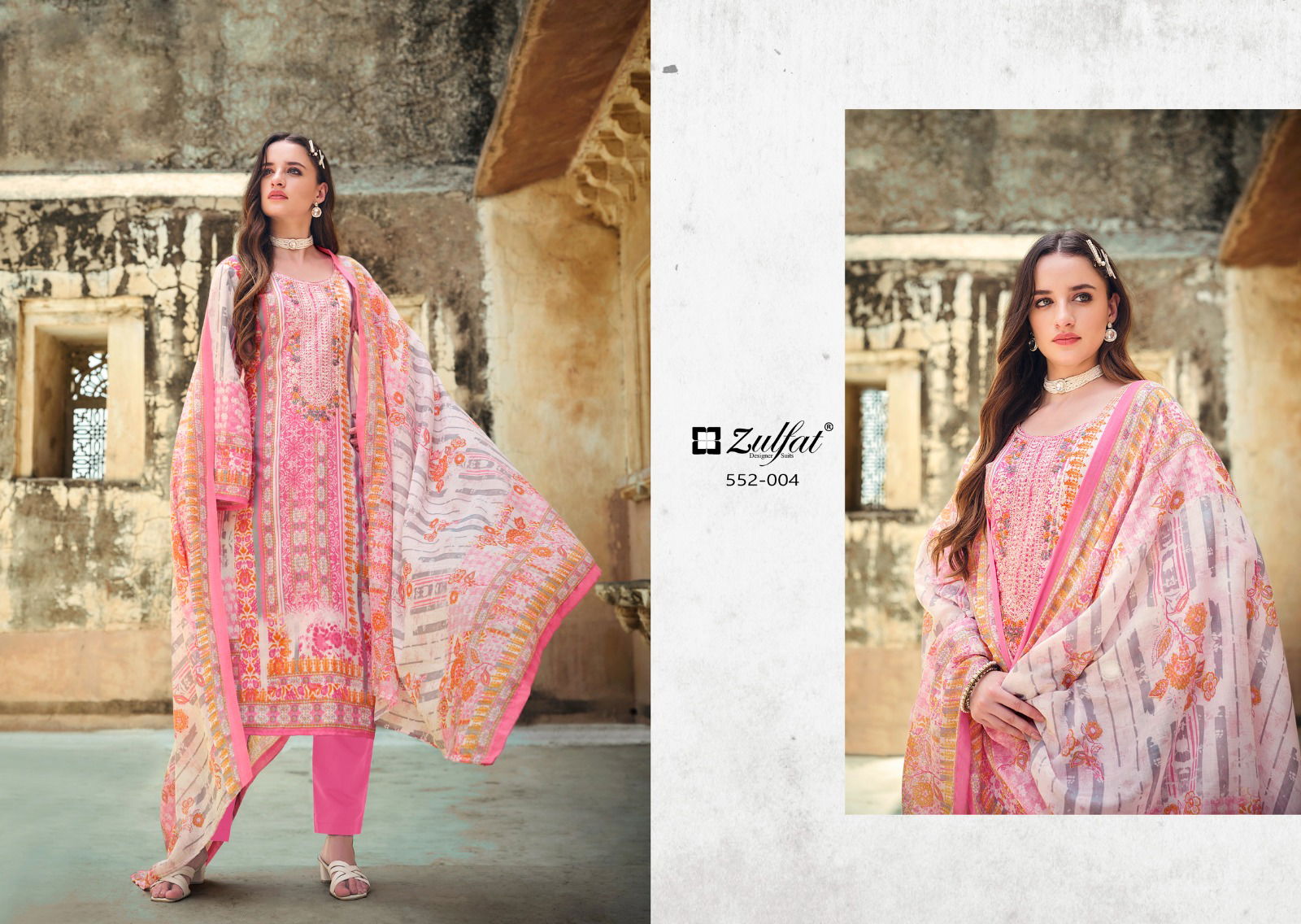 Rozeen By Zulfat Pakistani Printed Pure Cotton Dress Material Wholesale Shop In Surat